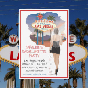 Las Vegas Bachelorette Brown Hair Bride Cosmo Inbjudningar