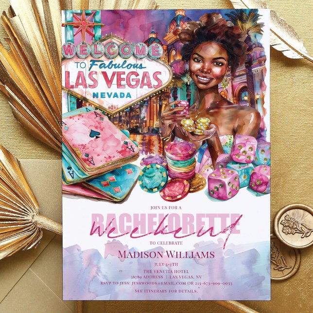 Las Vegas Bachelorette helg Afro Girl Inbjudningar (Skapare uppladdad)