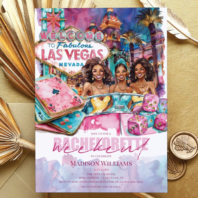 Las Vegas Bachelorette helg Afro Girls Inbjudningar (Skapare uppladdad)