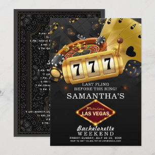 Las Vegas Bachelorette Helg Party Black Guld Inbjudningar