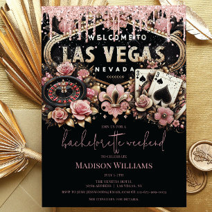 Las Vegas Bachelorette Luxury Black Rosa Guld Inbjudningar