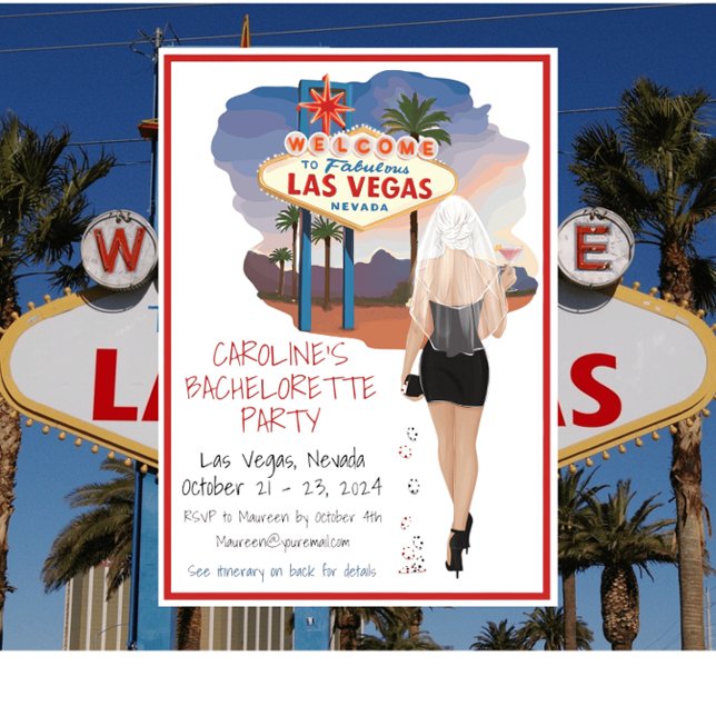 Las Vegas Bachelorette Party Blond Bride Inbjudningar (Skapare uppladdad)