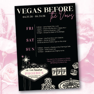 Las Vegas Bachelorette Party Customierary Inbjudningar
