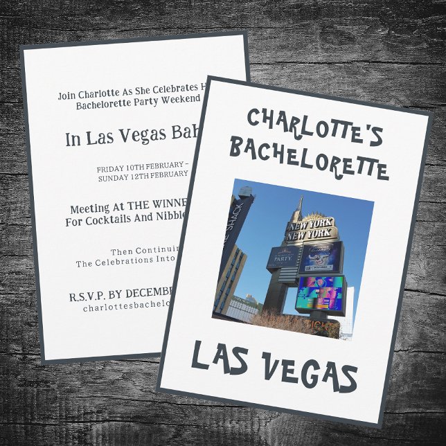 Las Vegas Bachelorette Party White Inbjudningar (Back And Front - Las Vegas Bachelorette Invitation)