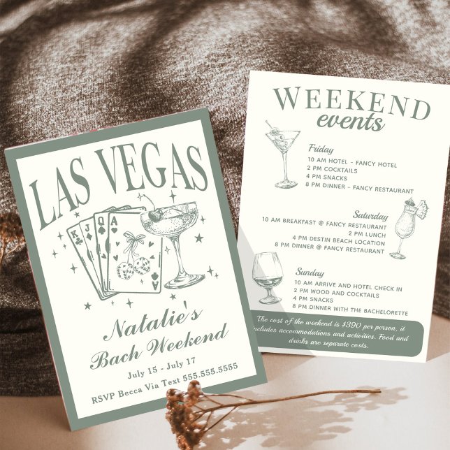 Las Vegas Bachelorette Social Cocktail Itinerary Inbjudningar (Skapare uppladdad)