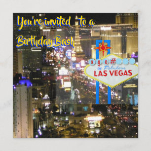 Las Vegas Birthday Bash alla åldrar vid välkomstsk Inbjudningar