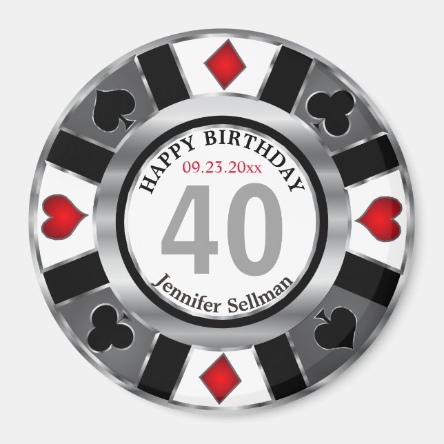 Las Vegas Birthday i Söt Silver Magnet (Framsidan)