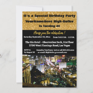 Las Vegas Birthday Party 40th Inbjudningar