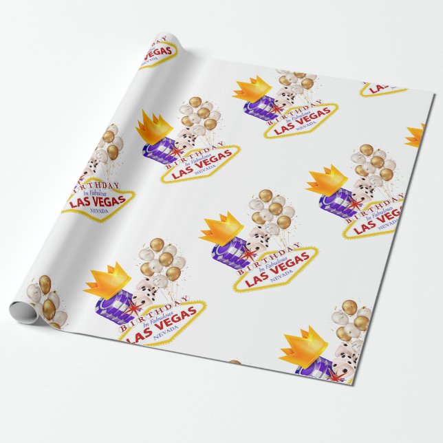 Las Vegas Birthday Wrapping Papper Presentpapper (Utrullad)