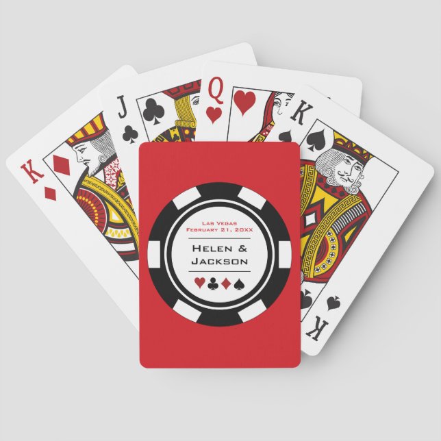 Las Vegas Black and White Poker Chip Bröllop Casinokort (Baksidan)