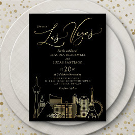 Las Vegas Black och Guld Bröllop Inbjudningar