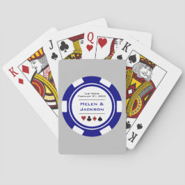 Las Vegas Blue White Gray Poker Chip Wedding Casinokort