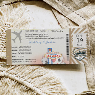 Las Vegas Boarding Pass Ticket Bröllopsinbjudan Inbjudningar