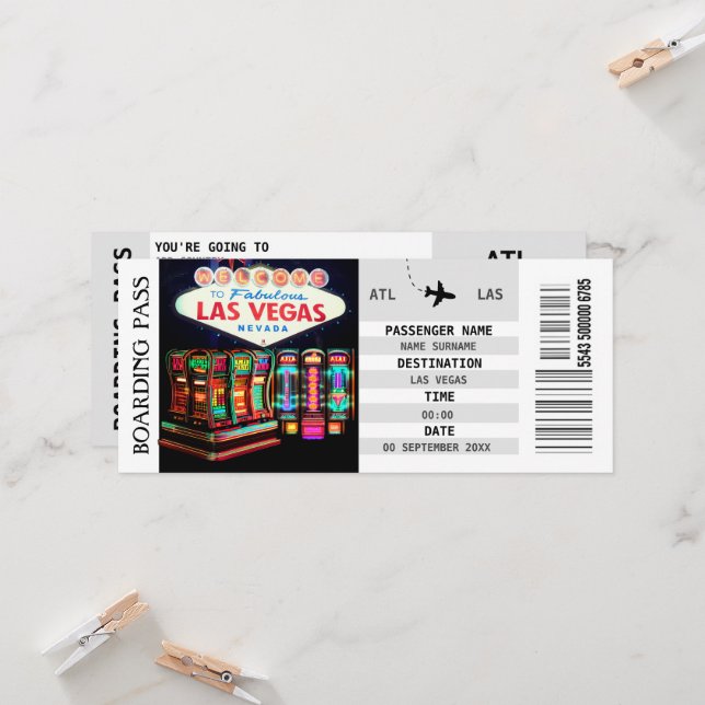 Las Vegas boardingkort möhippa Inbjudningar (Fram/Back In Situ)
