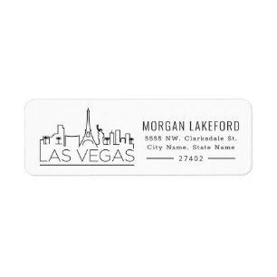 Las Vegas Bold Styliine Skyline Returadress Etikett