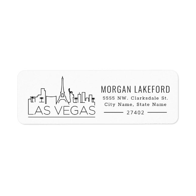 Las Vegas | Bold Styliine Skyline | Returadress Etikett (Framsidan)