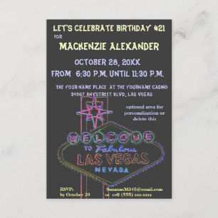 Las Vegas Boulevard Casino Birthdays Party 21:a Inbjudningar