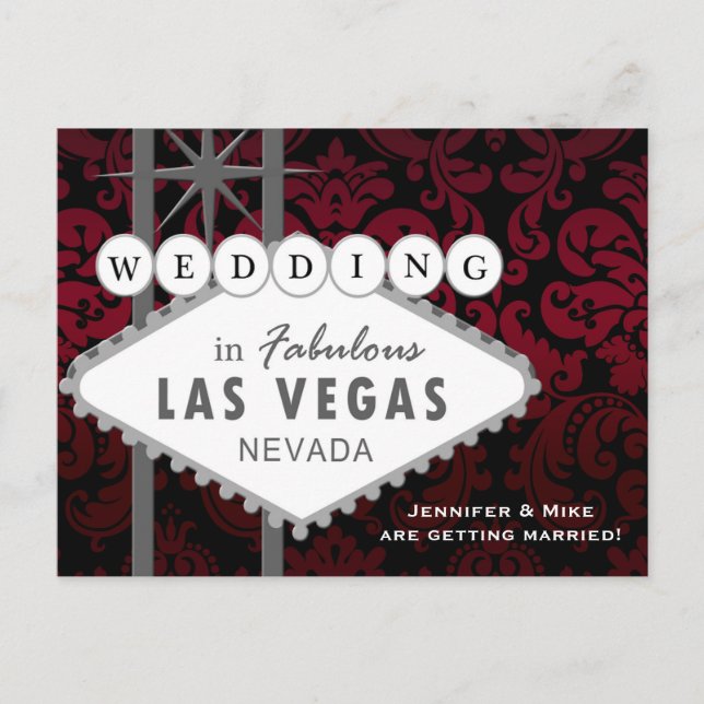 LAS VEGAS BRÖLLLOP Damask Spara datum Postkort Meddelande Vykort (Framsida)