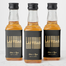 Las Vegas Bröllop Black & Guld Mini Spritflaskor Etikett