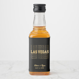 Las Vegas Bröllop Black & Guld Mini Spritflaskor Etikett