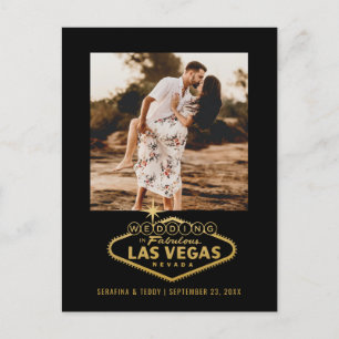 Las Vegas Bröllop Black Guld Photo Save Date Meddelande Vykort