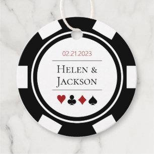 Las Vegas Bröllop Black White Poker Chip Gåvor Etiketter