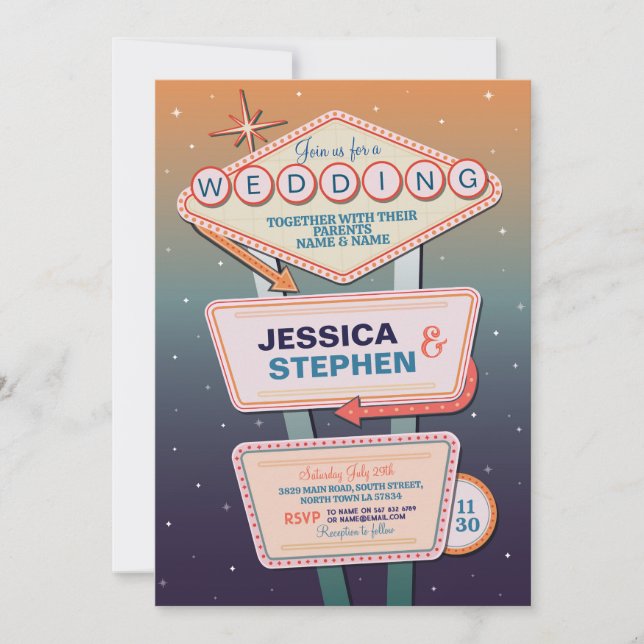 Las Vegas Bröllop Casino Party Inbjudningar (Framsida)