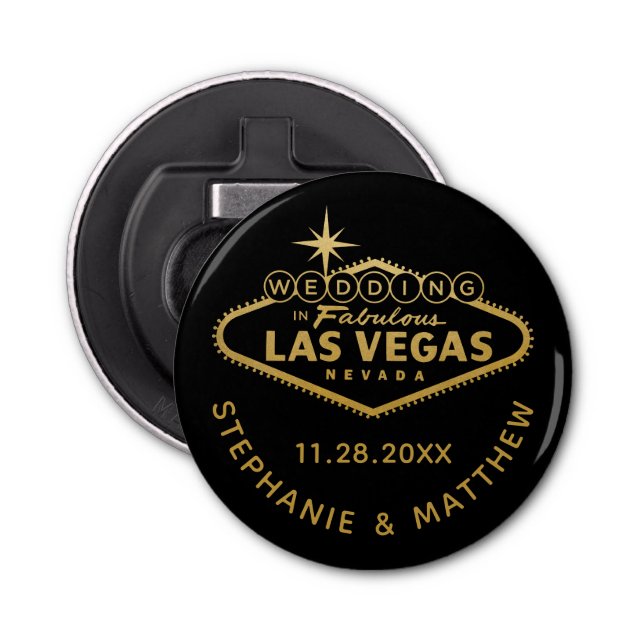 Las Vegas Bröllop Date Favor Magnetic Flasköppnare (Framsidan)