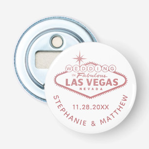Las Vegas Bröllop Date Favor Magnetic Rosa Flasköppnare