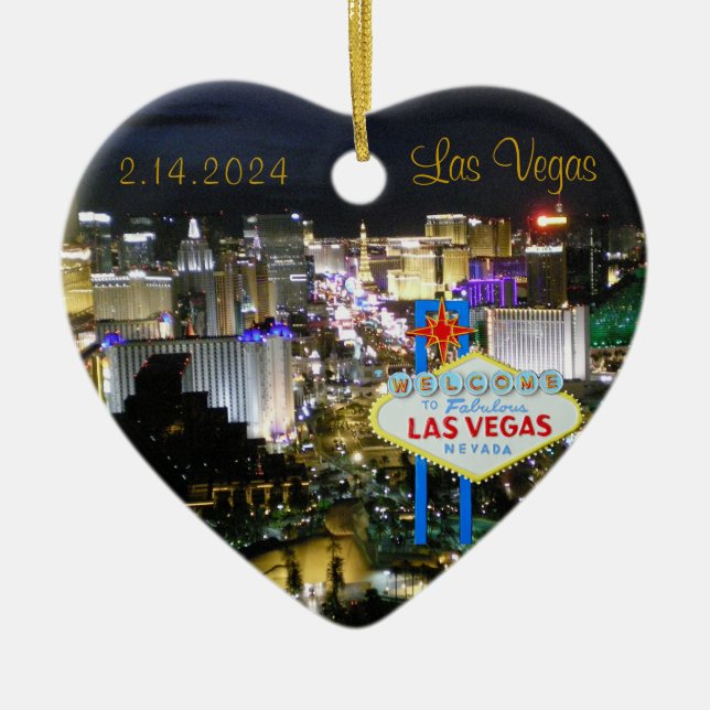 Las Vegas Bröllop Date Helgdag Ornament (Framsidan)
