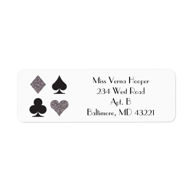 Las Vegas Bröllop Faux Platinum Glitter etikett Returadress Etikett (Framsidan)