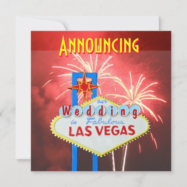 Las Vegas Bröllop Fireworks Inbjudningar (Framsida)