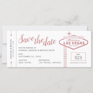 Las Vegas Bröllop Flygplan Biljett Spara datumkort Meddelande