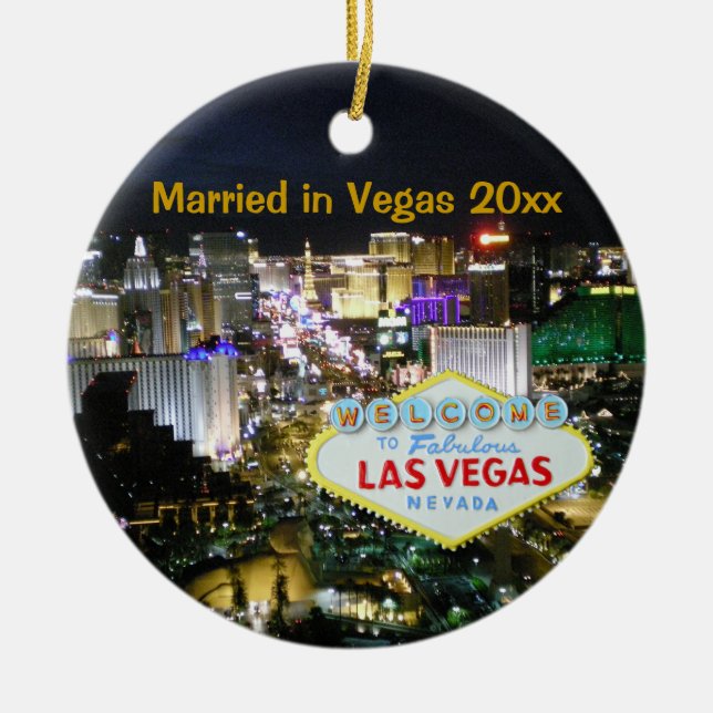 Las Vegas Bröllop Helgdag Ornament (Framsidan)