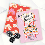 Las Vegas Bröllop hjärttecken Inbjudningar<br><div class="desc">Bröllop i Las Vegas med hjärtformade skylt och roligt typsnitt med mod retro. Har Vegas-tecken och hjärtdice med funky färg av rosa, rött, orange och mycket ljust kräm vitt. Perfekt för ett snabbt bröllop eller ett helt Vegas party! Alla formuleringar kan ändras utom ord "LAS VEGAS". Hand plockade av McBooboos....</div>