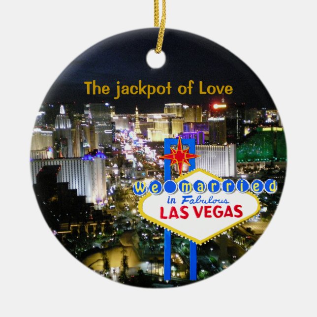 Las Vegas Bröllop Jackpot Julgransprydnad Keramik (Framsidan)