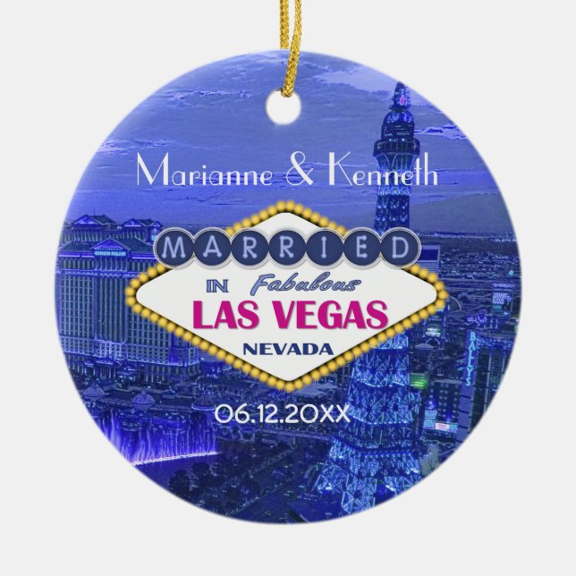 Las Vegas Bröllop Julgransprydnad Keramik (Framsidan)
