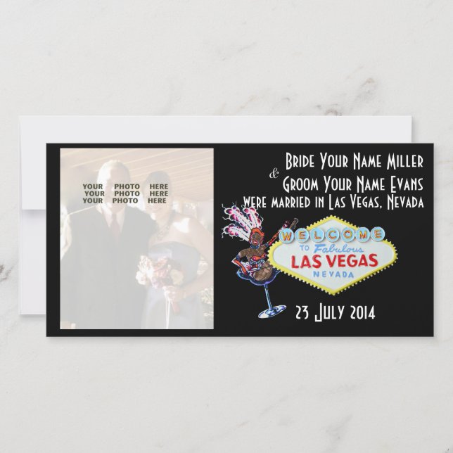 Las Vegas Bröllop Photo Announcement Meddelande (Framsida)