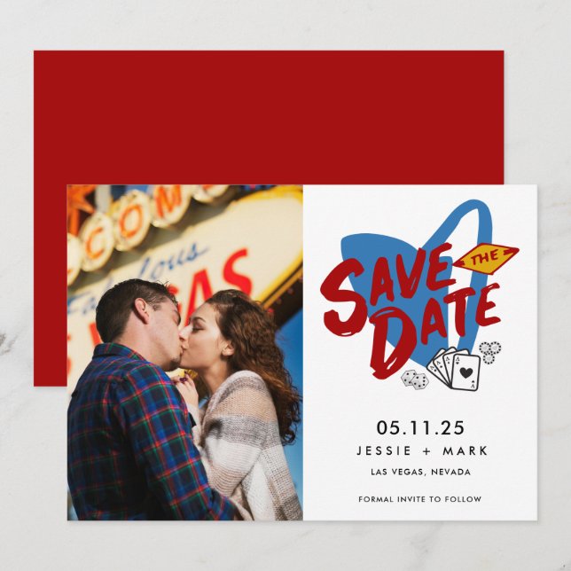 Las Vegas Bröllop Photo Save Date Meddelande (Fram/baksida)