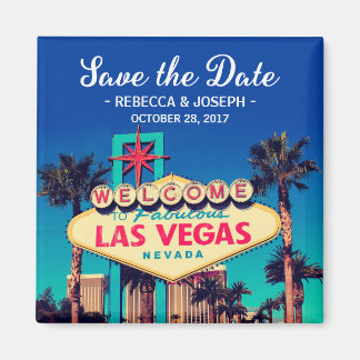 Las Vegas Bröllop Retro Photo Save Date Magnet