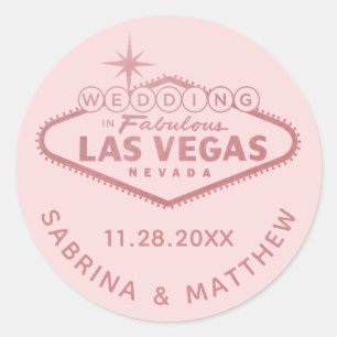 Las Vegas Bröllop Rose Gold Rosa Bröllopsfest Runt Klistermärke
