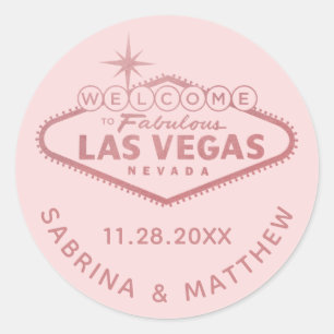 Las Vegas Bröllop Rose Gold Rosa Runt Klistermärke