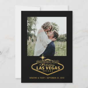Las Vegas Bröllop Sign Black Guld Photo Spara Datumet