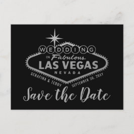 Las Vegas Bröllop Silver och Red Save Date Meddelande Vykort