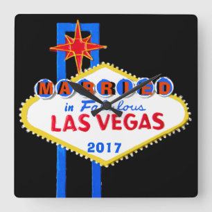 Las Vegas Bröllop Souvenir Fyrkantig Klocka