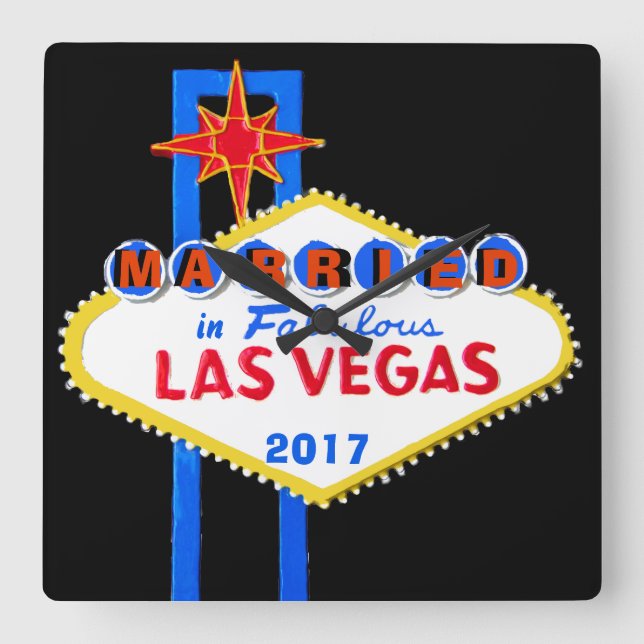 Las Vegas Bröllop Souvenir Fyrkantig Klocka (Framsida)