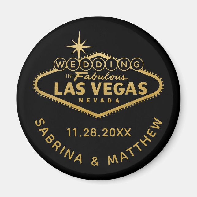 Las Vegas Bröllop spara datum eller Favor Magnet (Framsidan)