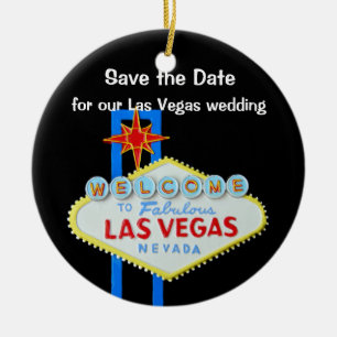 Las Vegas bröllop spara datum Julgransprydnad Keramik