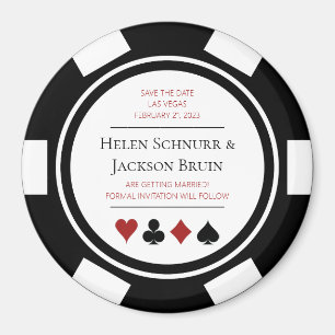 Las Vegas Bröllop spara datum Poker Chip Black Magnet