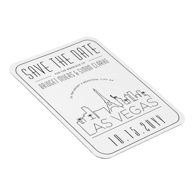 Las Vegas Bröllop Stilized Skyline Spara datum Magnet (Högersidan)